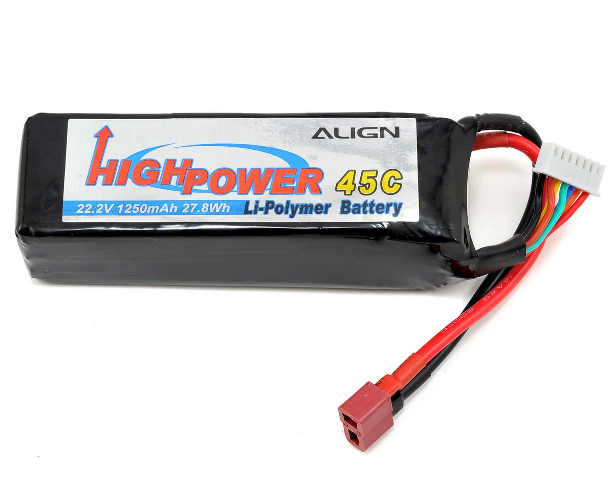Align 6S High Power LiPo 45C Battery Pack (22.2V/1250mAh) w/T-Style Connector 2 Align 6S High Power LiPo 45C Battery Pack (22.2V/1250mAh) w/T-Style Connector