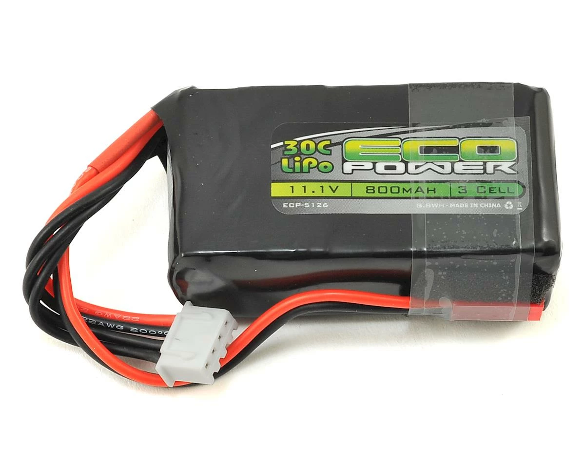 EcoPower "Electron" 3S LiPo 30C Battery (11.1V/800mAh) w/JST Connector 3 EcoPower "Electron" 3S LiPo 30C Battery (11.1V/800mAh) w/JST Connector