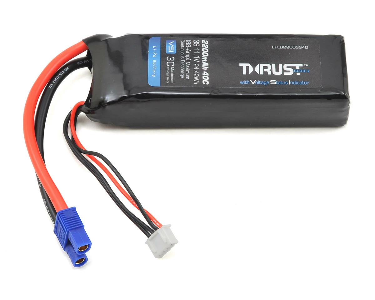 E-flite Thrust VSI 3S 40C LiPo Battery (11.1V/2200mAh) w/EC3 Connector 3 E-flite Thrust VSI 3S 40C LiPo Battery (11.1V/2200mAh) w/EC3 Connector