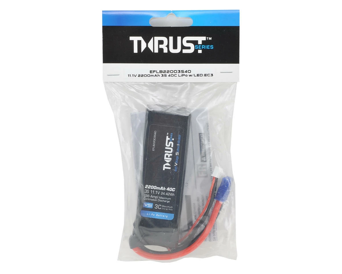 E-flite Thrust VSI 3S 40C LiPo Battery (11.1V/2200mAh) w/EC3 Connector 4 E-flite Thrust VSI 3S 40C LiPo Battery (11.1V/2200mAh) w/EC3 Connector - Image 2