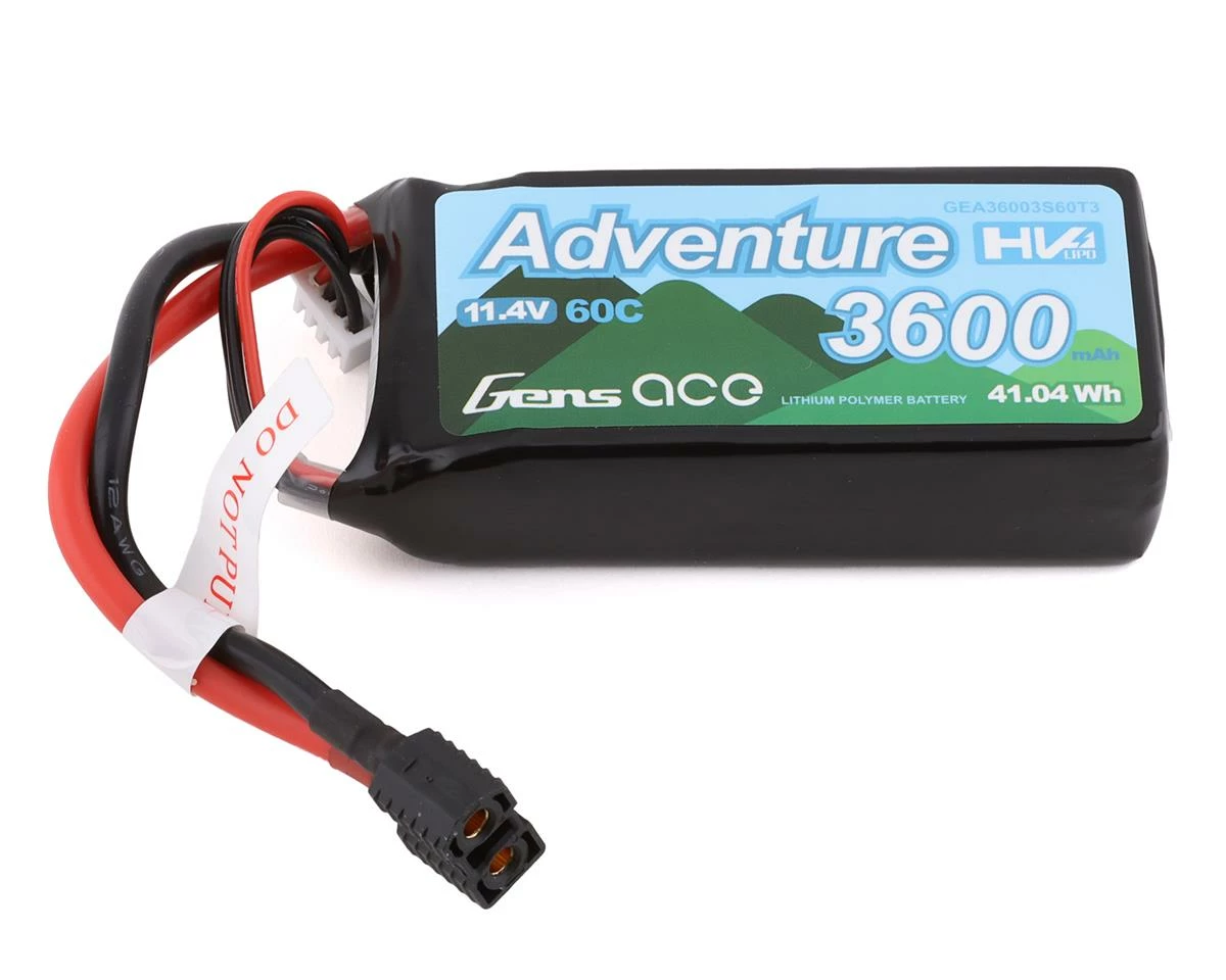Gens Ace Adventure 3s LiHv Battery Pack 60C (11.4V/3600mAh) w/Universal Connector 3 Gens Ace Adventure 3s LiHv Battery Pack 60C (11.4V/3600mAh) w/Universal Connector