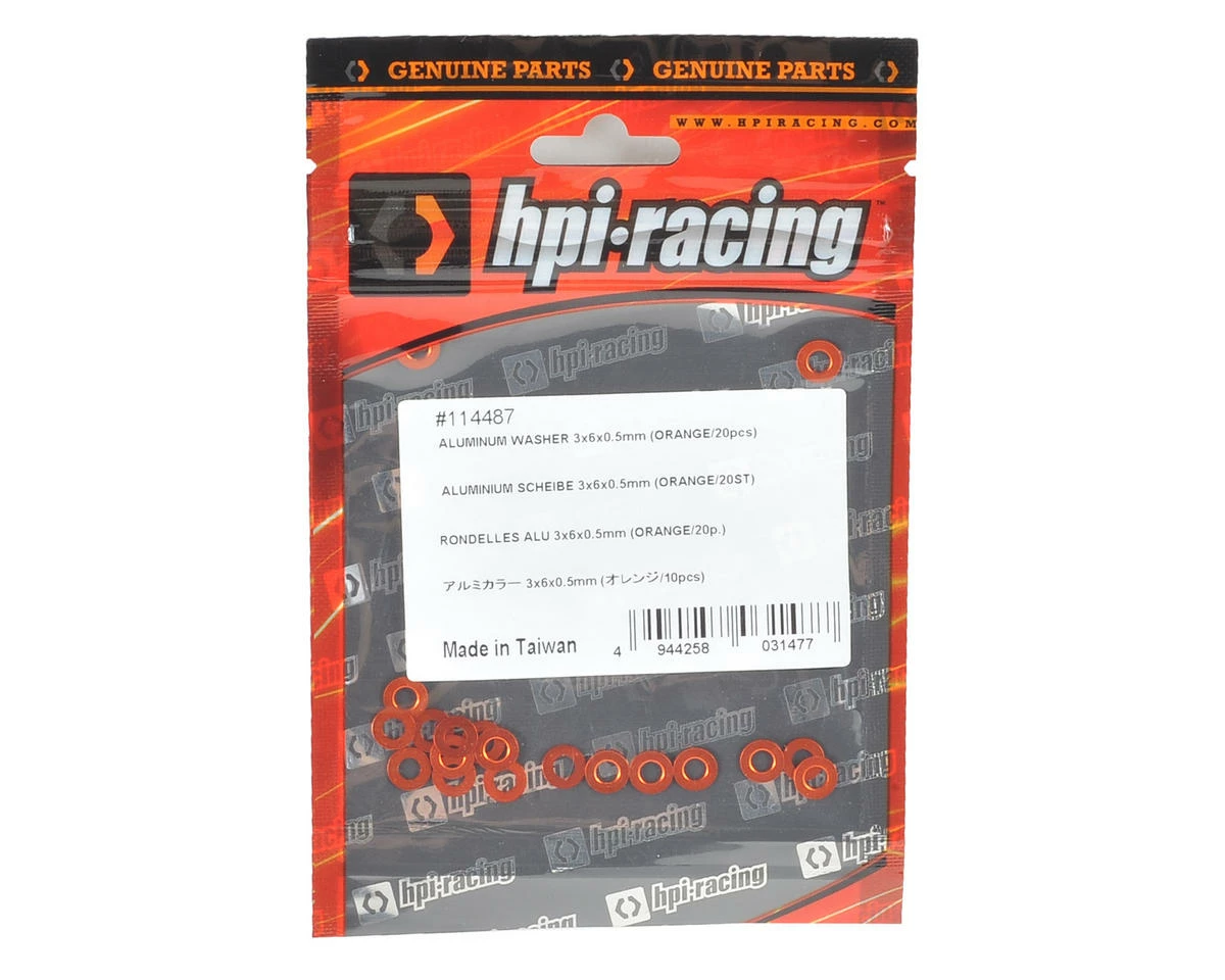 HB Racing 3x6x0.5mm Aluminum Washer (Orange) (20) 4 HB Racing 3x6x0.5mm Aluminum Washer (Orange) (20) - Image 2