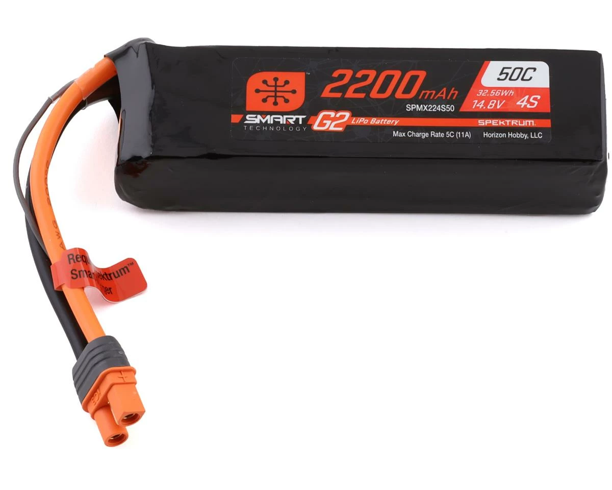 Spektrum RC 4S Smart G2 LiPo 50C Battery Pack (14.8V/2200mAh) w/IC3 Connector 3 Spektrum RC 4S Smart G2 LiPo 50C Battery Pack (14.8V/2200mAh) w/IC3 Connector