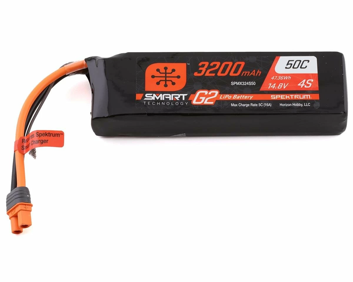 Spektrum RC 4S Smart G2 LiPo 50C Battery Pack (14.8V/3200mAh) w/IC3 Connector 3 Spektrum RC 4S Smart G2 LiPo 50C Battery Pack (14.8V/3200mAh) w/IC3 Connector
