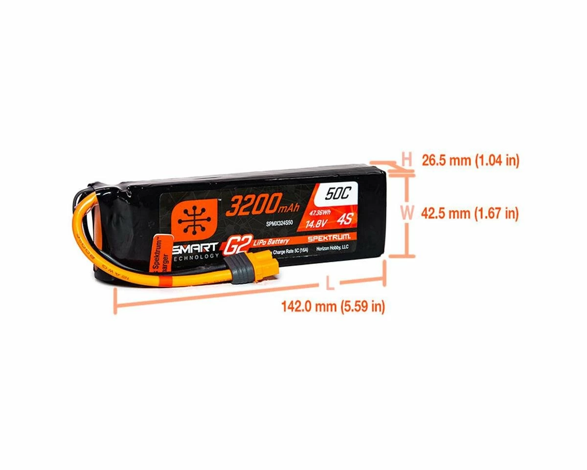 Spektrum RC 4S Smart G2 LiPo 50C Battery Pack (14.8V/3200mAh) w/IC3 Connector 5 Spektrum RC 4S Smart G2 LiPo 50C Battery Pack (14.8V/3200mAh) w/IC3 Connector - Image 3