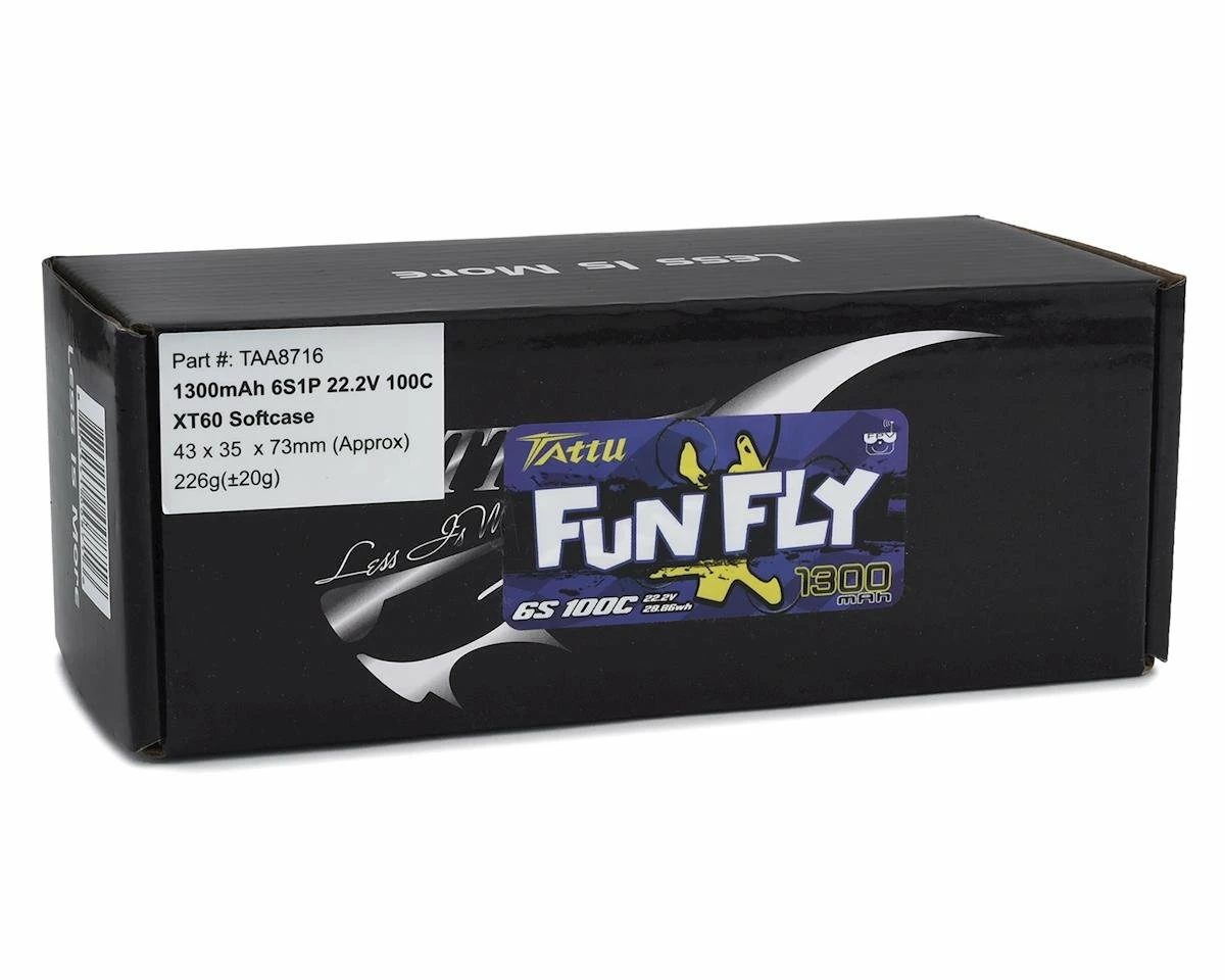 Tattu 6s LiPo Battery 100C w/XT60 Connector (22.2V/1300mAh) w/XT-60 Connector 4 Tattu 6s LiPo Battery 100C w/XT60 Connector (22.2V/1300mAh) w/XT-60 Connector - Image 2