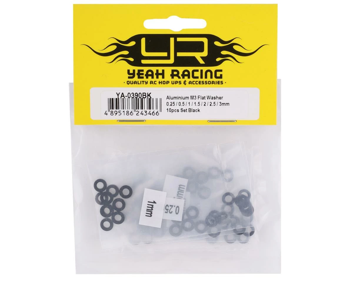 Yeah Racing 3x0.25/0.5/1.5/2/2.5/3mm Flat Washer Set (Black) (70) 4 Yeah Racing 3x0.25/0.5/1.5/2/2.5/3mm Flat Washer Set (Black) (70) - Image 2